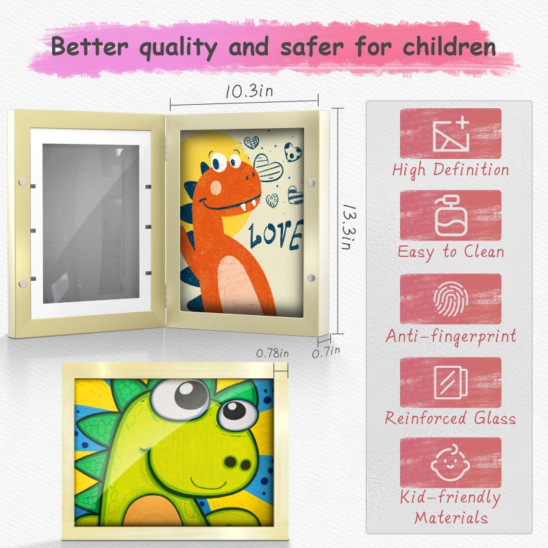 Artfeel 1-Pack 9x12 Kids Art Frames,Front Opening Kids Artwork Frames Changeable Child Artwork Picture Display,Children Storage Frame for Wall,Holds 50pcs Drawings,Craft,Art Project,Schoolwork. - Image 4